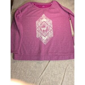 St Johns Bay Active Womens XL Pink Heather Llama Graphic Sweatshirt Pullover